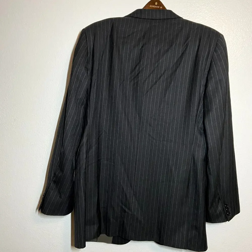 Hickey Freeman Loro Piana Tasmanian Super 150s Suit Pinstripe Worsted Wool 42L